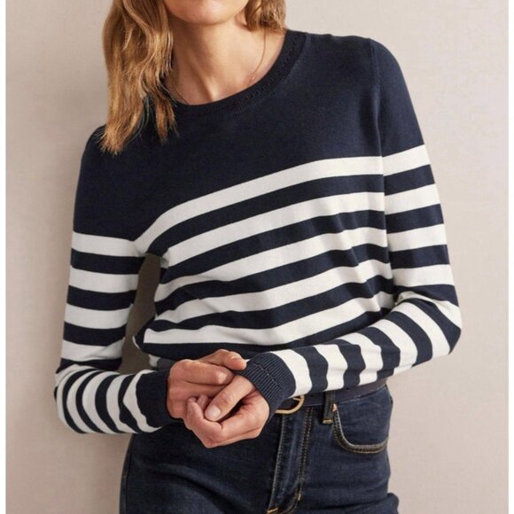 Boden Sweaters - Boden Catriona Stripe Sweater Women’s XL Cotton Blend Navy Coastal Boat Sea